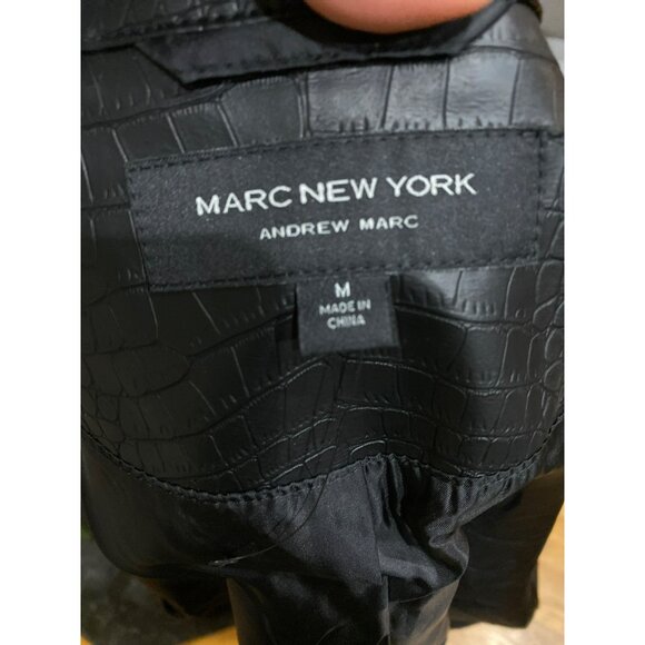Marc New York New Black Crocodile Faux Leather Jacket With Notched Lapel - Picture 9 of 9